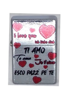 ACCENDINO ZIP CON STAMPA SCRITTE TI AMO 2