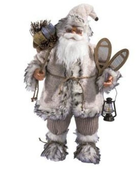 BABBO NATALE CON RACCHETTE  E VESTITO BIANCO 60CM