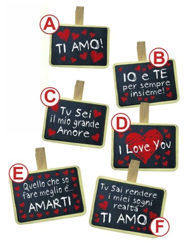 CLIP IN LEGNO CON MESSAGGIO SAN VALENTINO MOD C 7X6 CM