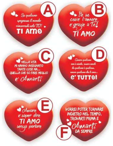 CUORE IN CERAMICA ROSSO CON FRASE ROMANTICA MOD D 10 CM