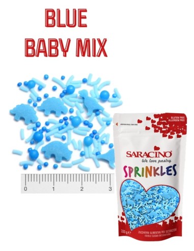 DECORI DI ZUCCHERO SPRINKLES SARACINO BLUE BABY MIX 100 GR