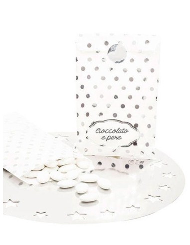 BUSTINA IN CARTA POIS ARGENTO 13X20 CM 8 PZ