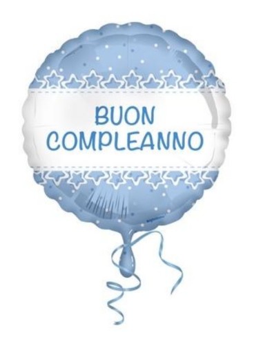 PALLONCINO GLOBO BUON COMPLEANNO AZZURRO 42 CM