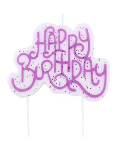 CANDELINA HAPPY BIRTHDAY GLICINE GLITTER 1 PZ 10X7