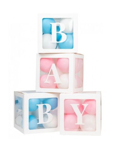 BALLON BOXES SET CON ADESIVI BABY 30X30X30 4 PZ