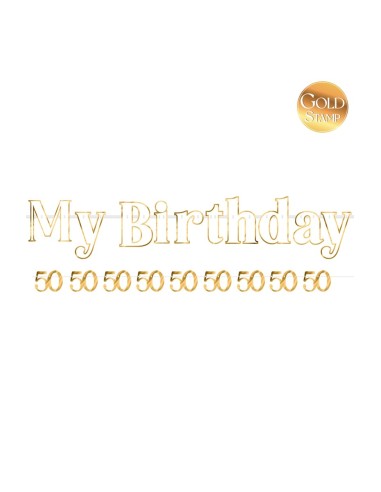 BANNER MY BIRTHDAY 50 SAGOMATO BIANCO ORO 110 CM