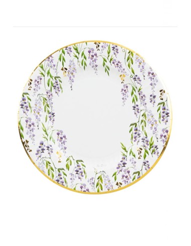 PIATTI IN CARTONE FIORI GLICINE 27 CM 8 PZ