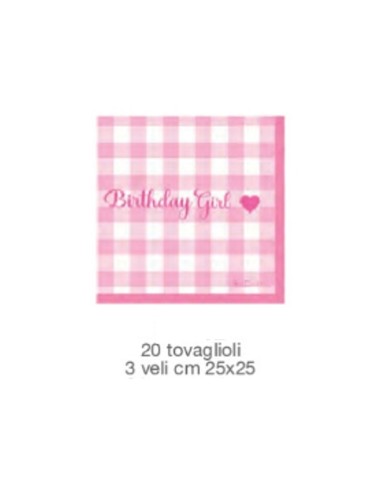 TOVAGLIOLI PICCOLI BIRTHDAY GIRL ROSA 20 PZ 25 CM