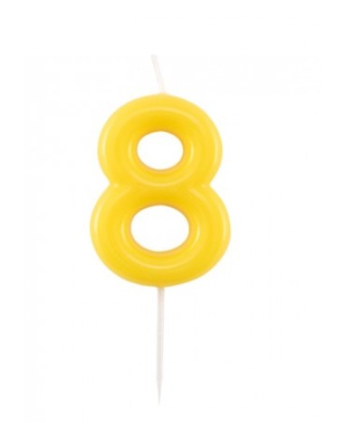 CANDELINA GLOSSY GIALLO NUMERO 8 10,5 CM