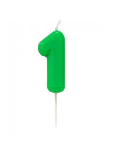 CANDELINA GLOSSY VERDE NUMERO 1 10,5 CM