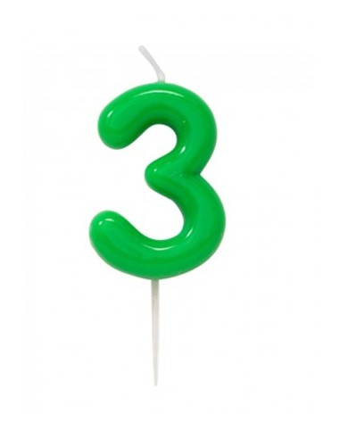 CANDELINA GLOSSY VERDE NUMERO 3 10,5 CM