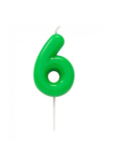 CANDELINA GLOSSY VERDE NUMERO 6 10,5 CM