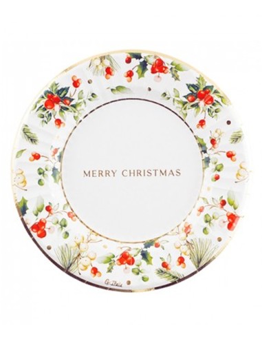 PIATTI IN CARTONE CHRISTMAS GREETINGS 23 CM 8 PZ