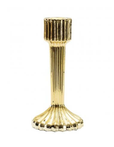 CANDELABRO IN VETRO RIGATO ORO 16 CM