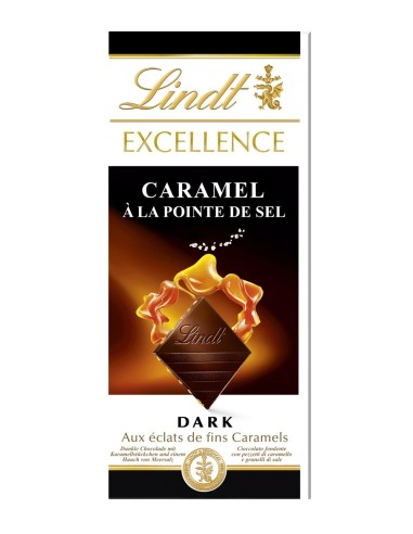 TAVOLETTA LINDT EXCELLANCE CIOCCOLATO FONDENTE CON PEZZI DI CARMELLO E GRANELLI DI SALE 100 GR