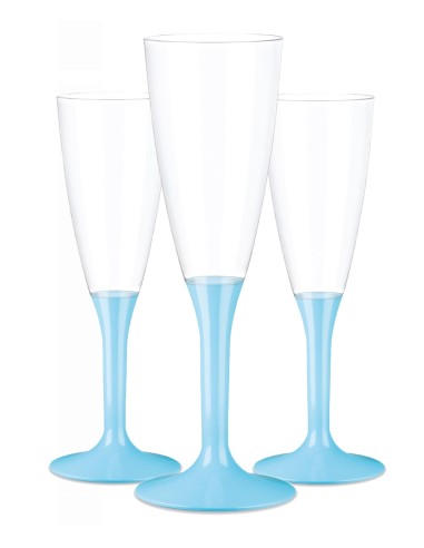 BICCHIERI FLUTE RIUTILIZZABILI IN PLASTICA AZZURRO 20 PZ