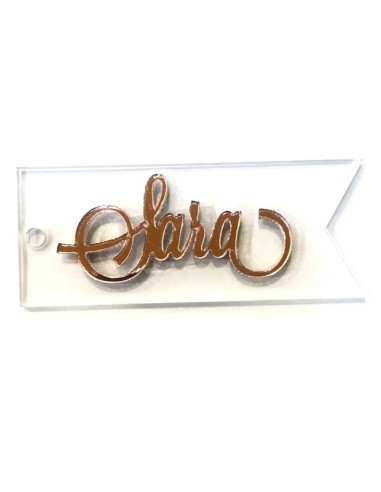 DECORAZIONE NOME DOPPIO PLEXIGLASS PERSONALIZZABILE 6X6 CM 12 PZ