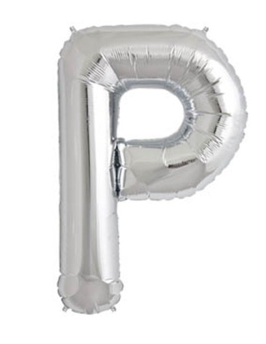 PALLONCINO ARGENTO LETTERA P 35 CM