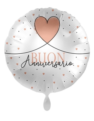 PALLONCINO FOIL GLOBO BUON ANNIVERSARIO ROSA 43 CM