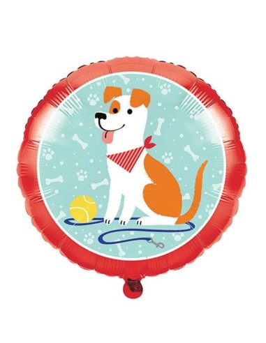 PALLONCINO GLOBO CANE PARTY DOG CON BORDO ROSSO 45,7 CM