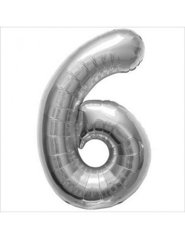 PALLONCINO MYLAR NUMERO 6 ARGENTO