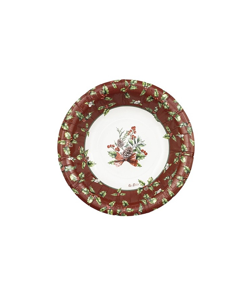 PIATTI FONDI IN CARTONE CHRISTMAS TIME 8 PZ 24 CM