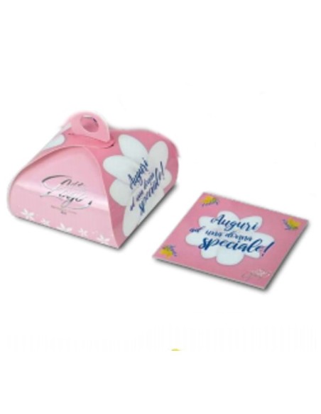 SCATOLA REGALO FESTA DELLA DONNA CON VASSOIO INTERNO 12  CM IN CARTONE