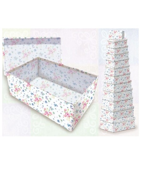 SCATOLA REGALO RETTANGOLARE BIANCA FIORI 33X24X14H