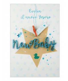 BIGLIETTO AUGURI 50 ANNI BUON COMPLEANNO APRIBILE CON SORPRESA CON BUSTA  CELESTE 11,5X17 CM 3D